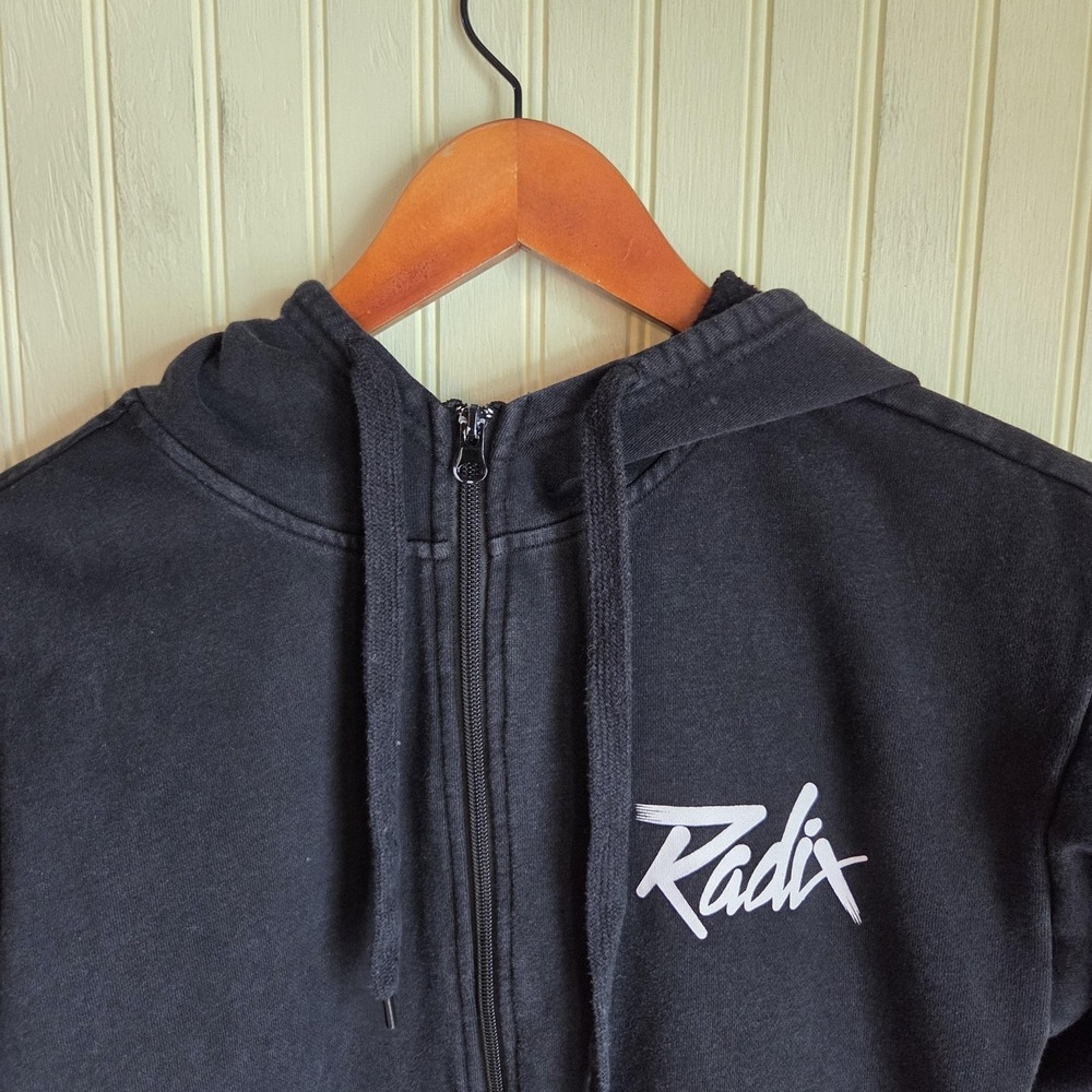 Radix Hoodie Youth Large 14-16 Black Full Zip Fleece Logo Side Snap Sweatshirt